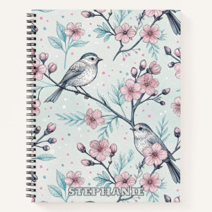 Cuaderno Vintage Sakura Cerezo Blossom y Ave Estética 4