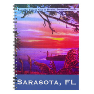 Cuaderno Vintage Sarasota, FL Beach Sunset - Golfo de Méxic