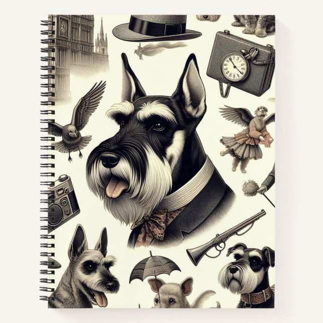 Cuaderno Vintage Schnauzer Seamless (Anverso)