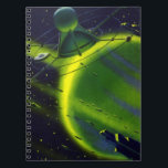 Cuaderno Vintage Science Ficción Green Planet w Spaceship<br><div class="desc">Planetas de ciencia ficción de ilustracion de época futurista e imagen del espacio exterior. Una nave espacial que vuela alrededor de la atmósfera de un planeta verde neón con muchos asteroides y estrellas en el cielo en el futuro. Un clásico diseño de historietas de ciencia ficción de los años 50....</div>