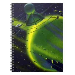Cuaderno Vintage Science Ficción Green Planet w Spaceship