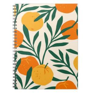 Cuaderno Vintage seamless pattern with mandarins. Trendy ha