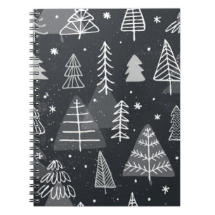 Cuaderno Vintage sin costura con árboles de navidad. 