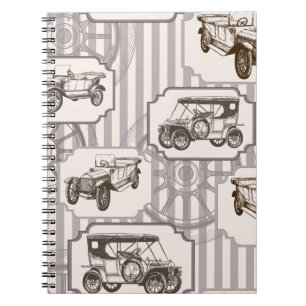 Cuaderno Vintage sin costura con retro-auto vintage