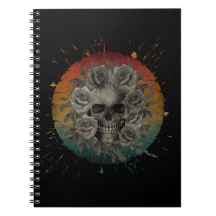 CUADERNO VINTAGE SKULL Y FLORES NEGRO Y BLANCO