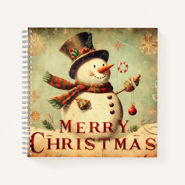 Cuaderno Vintage Snowman - Feliz espiral navideña (Anverso)