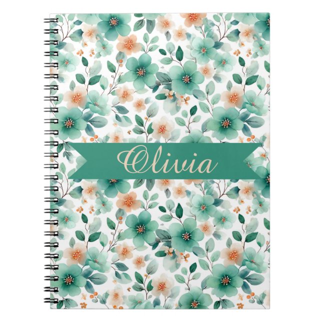 Cuaderno Vintage Spring Green Floral Personalized (Frente)