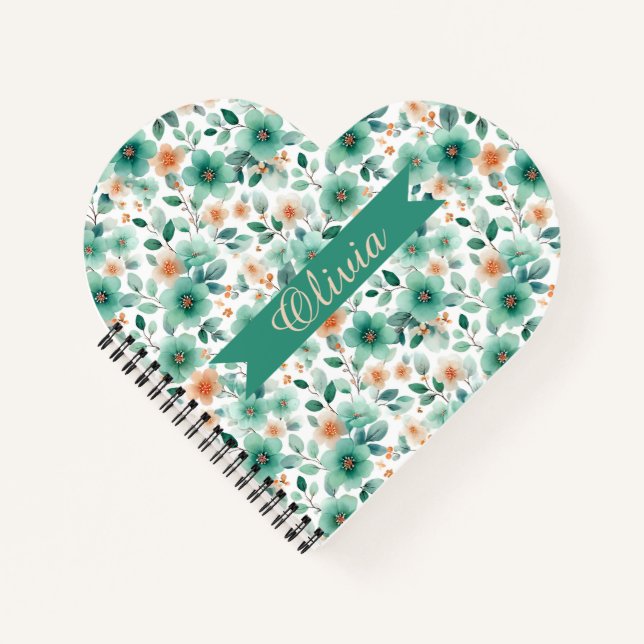 Cuaderno Vintage Spring Green Floral Personalized (Anverso)
