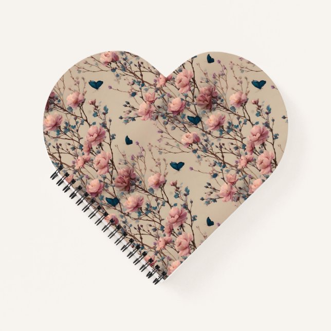 Cuaderno Vintage Spring Roses with Blue Butterflies (Anverso)