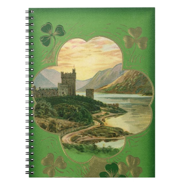 Cuaderno Vintage St Patricks Day Greetings Castle Shamrock (Frente)