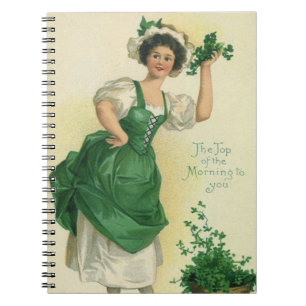 Cuaderno Vintage St. Patrick's Day Lass, Lucky Shamrock