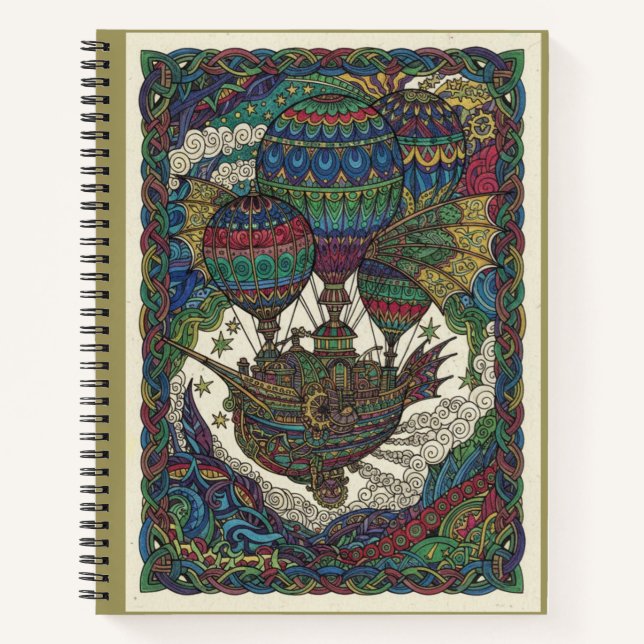 Cuaderno Vintage Steampunk Airship Voyage Ornate Journal (Anverso)