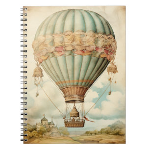 Cuaderno Vintage Steampunk Blue Hot Air Balloon
