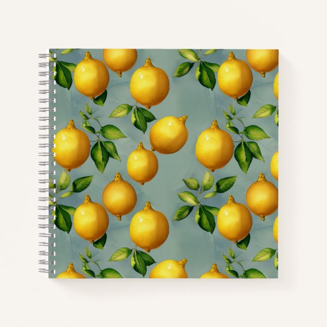 Cuaderno Vintage Style Lemons Pattern Wallpaper Art (Anverso)