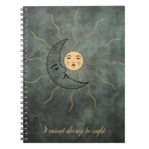 Cuaderno Vintage sun moon oro negro smokey verde