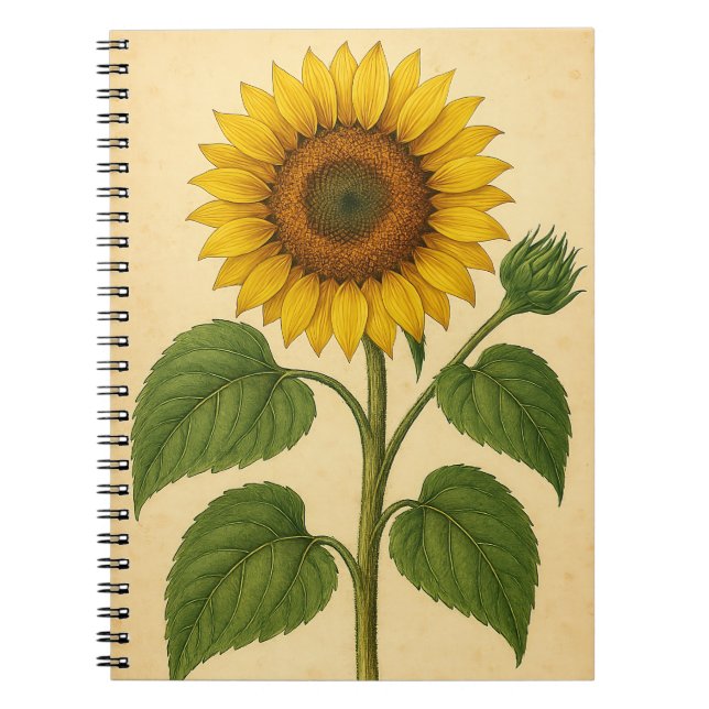 Cuaderno Vintage Sunflower weathered background (Frente)