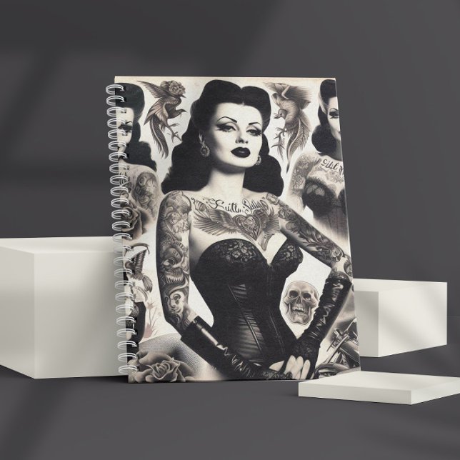 Cuaderno Vintage Tattooed Goth Woman Collage (Subido por el creador)