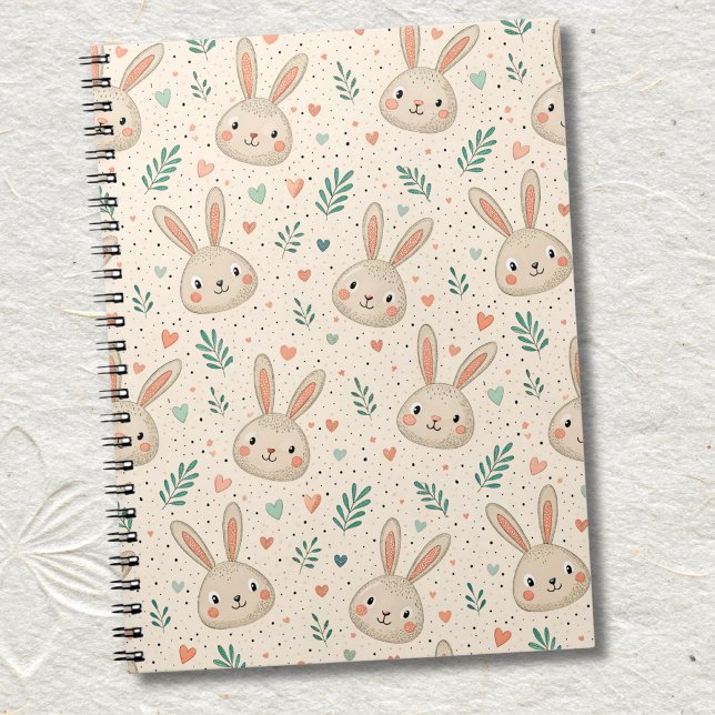 Cuaderno Vintage Tiny Bunny Faces with Roses Pattern (Subido por el creador)