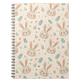Cuaderno Vintage Tiny Bunny Faces with Roses Pattern