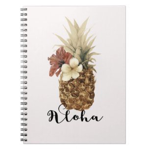 Cuaderno Vintage Tropical Piña Hibisco Floral Aloha