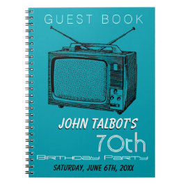 Cuaderno Vintage TV 70th Birthday Party Guest Book