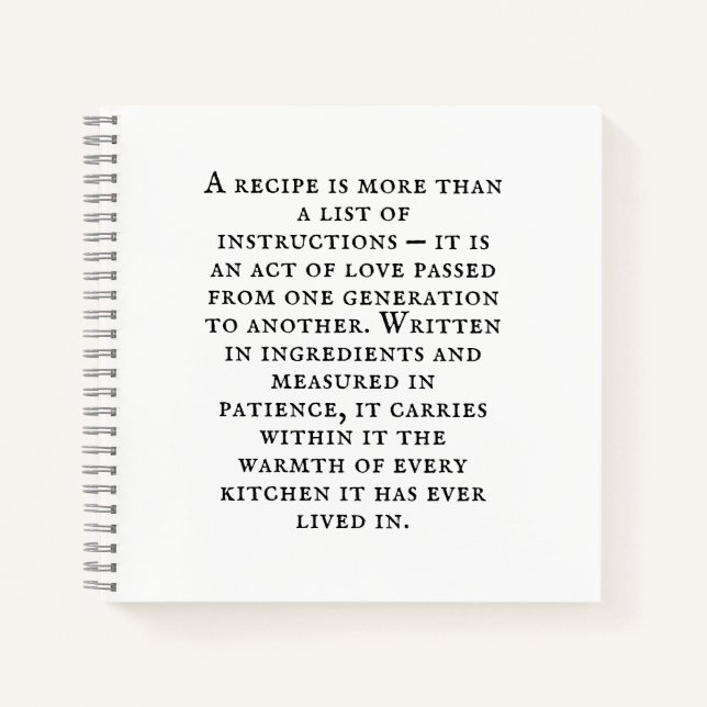 Cuaderno Vintage Typography Rustic Kitchen Quote (Anverso)