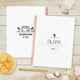 Cuaderno Vintage Van Life Black and White Surfer Road Trip