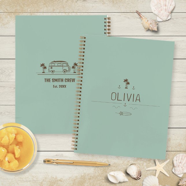 Cuaderno Vintage Van Life Sage Surfer Road Trip (Vintage Van Life Sage Surfer Road Trip Notebook ©Susanne Sachers - Sunny Wanderlust 🌞✈️)