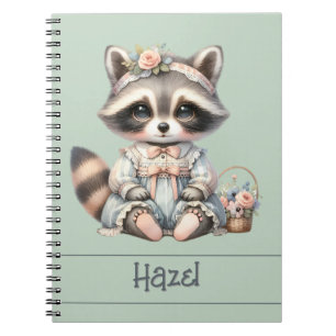 Cuaderno Vintage Vestido Cottagecore Raccoon Pastel