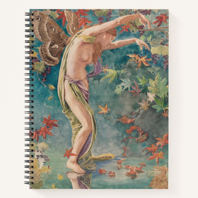 Cuaderno Vintage victoriana otoño con hojas dispersas (Anverso)