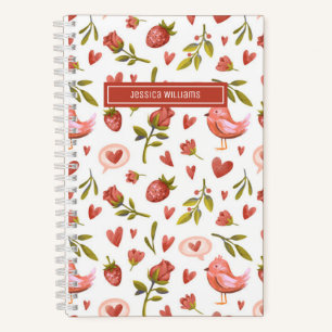Cuaderno Vintage Watercolor Floral Roses Rojos Patrón de pá