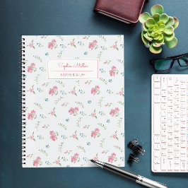 Cuaderno Vintage Watercolor Roses rosas rosas rosadas Monog