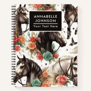 Cuaderno Vintage Watercolor Seamless Horse Painting