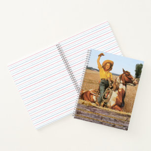 Cuaderno Vintage Western Cowgirl Sobre La Onda De Caballos