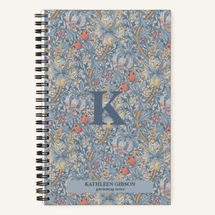 Cuaderno Vintage William Morris Navy Blue Red Chrysanthemum