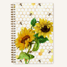 Vintage Yellow Sunflowers Bees Honeycomb