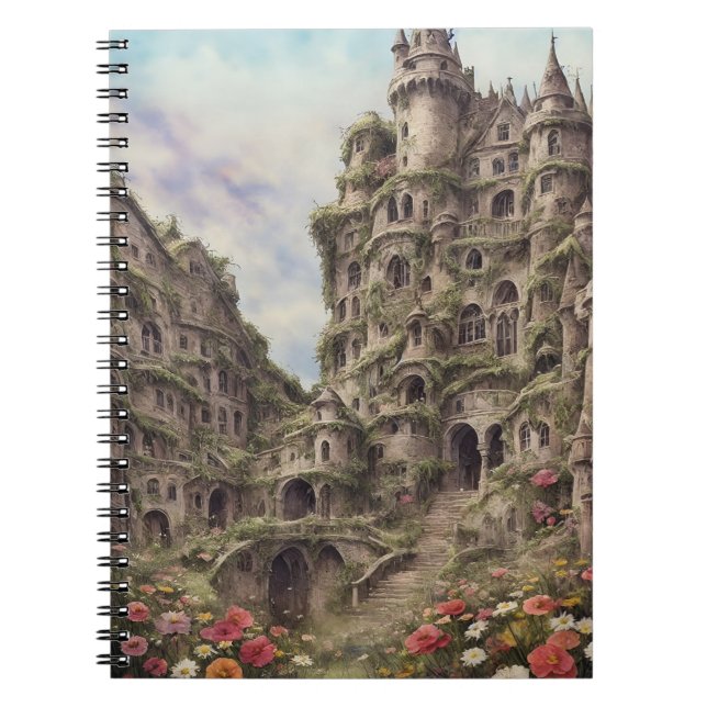 Cuaderno vintaje fantasy house flowers 2 (Frente)