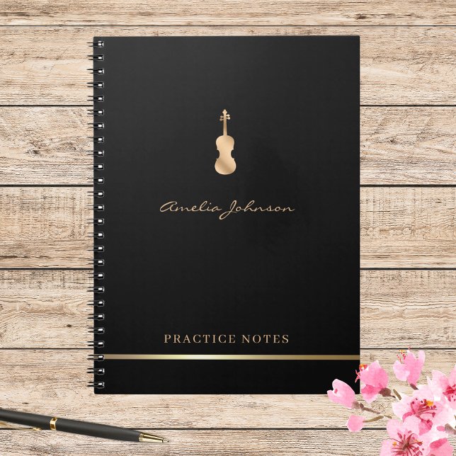 Cuaderno Viola de violín de oro Elegante guión de música el (Subido por el creador)