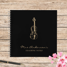 Cuaderno Viola Violin Teacher Black Music Elegant
