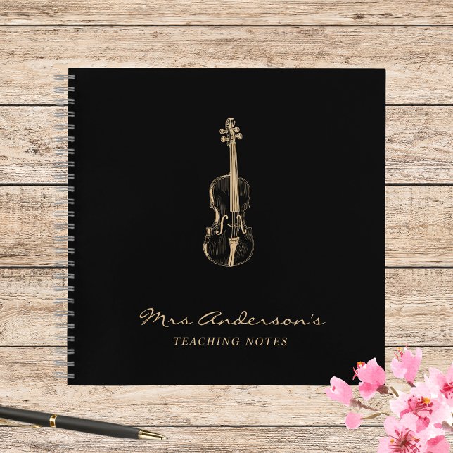 Cuaderno Viola Violin Teacher Black Music Elegant (Subido por el creador)