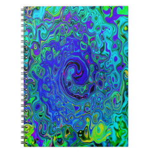 Cuaderno Violeta Azul Trippy Resumen Retro Torbellino Líqui