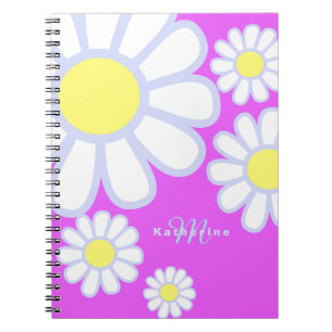 Cuaderno Violeta de monograma simple de margarita