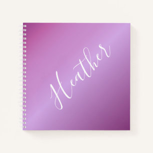 Cuaderno Violeta Púrpura y Escritura Blanca Personalizada