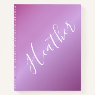 Cuaderno Violeta Púrpura y Escritura Blanca Personalizada
