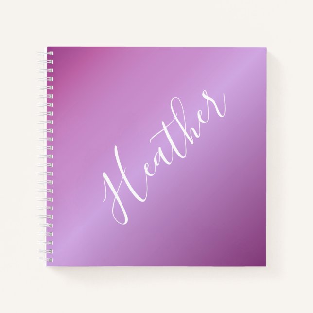 Cuaderno Violeta Púrpura y Secuencia Blanca Personalizada (Anverso)