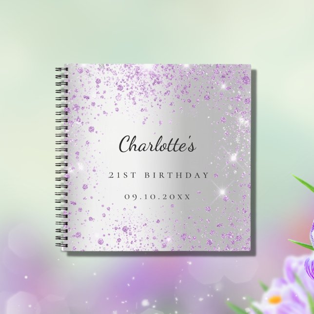 Cuaderno Violeta purpurina púrpura de plata de cumpleaños d (Subido por el creador)