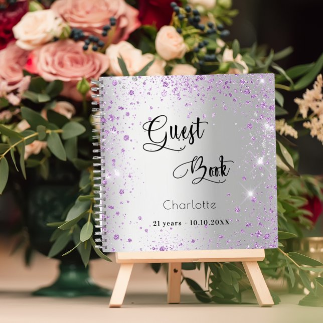 Cuaderno Violeta purpurina púrpura de plata de cumpleaños d (Subido por el creador)