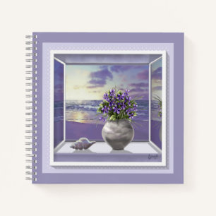 Cuaderno violetas en tarro lunar