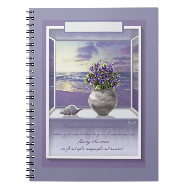 Cuaderno violetas en tarro lunar (Frente)