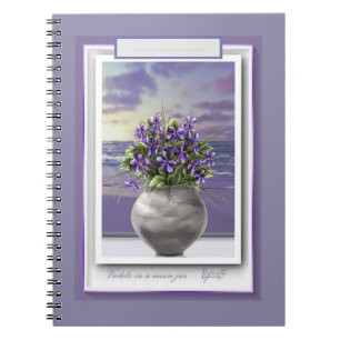 Cuaderno violetas en tarro lunar